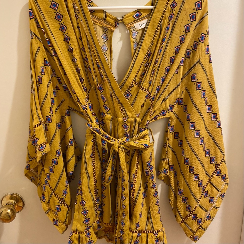 Yellow patterned romper